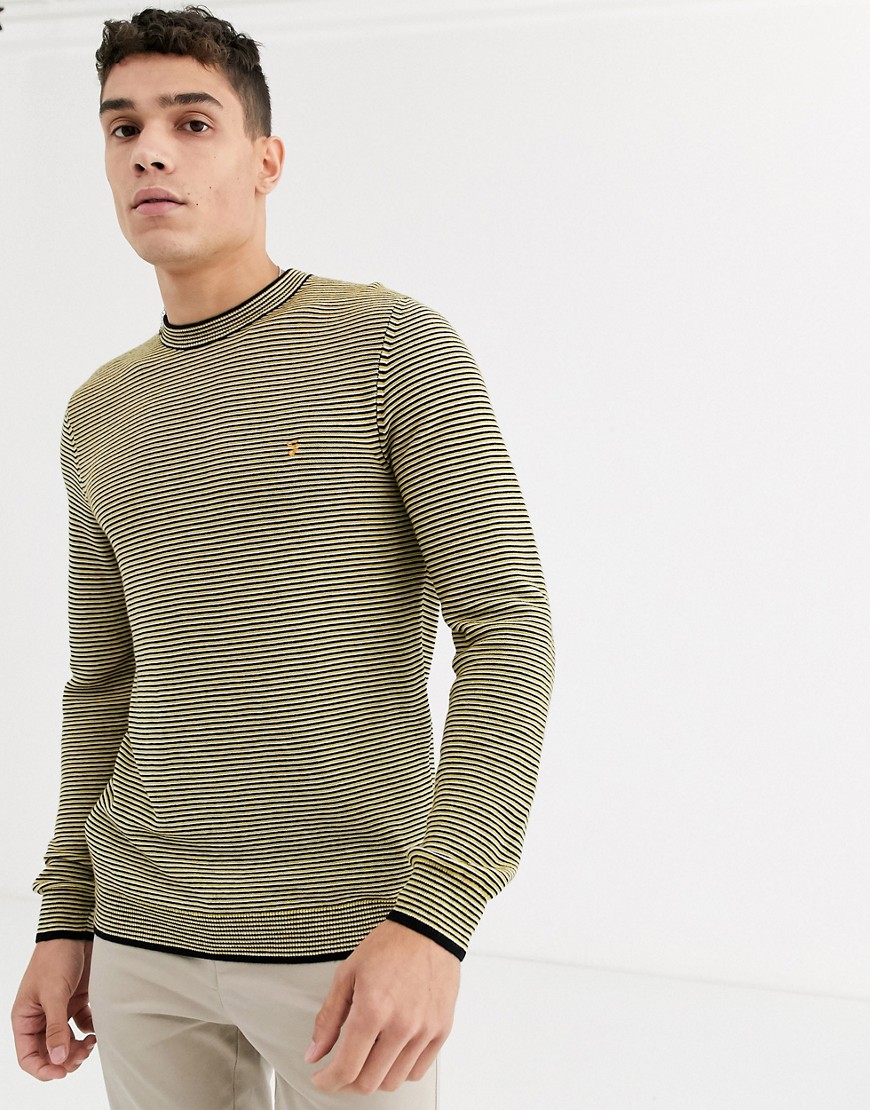 Farah Talbot recycled poly stripe jumper in yellow