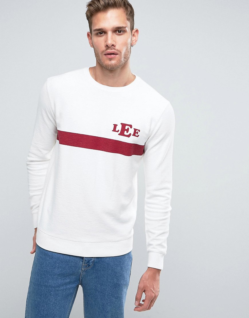 Lee Logo Striped Sweatshirt Reverse Loop Back - Cloud dancer
