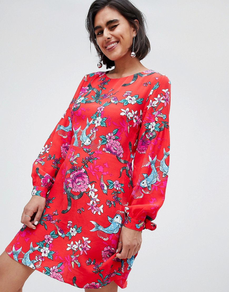 H! By Henry Holland Dress In Floral Fish Print
