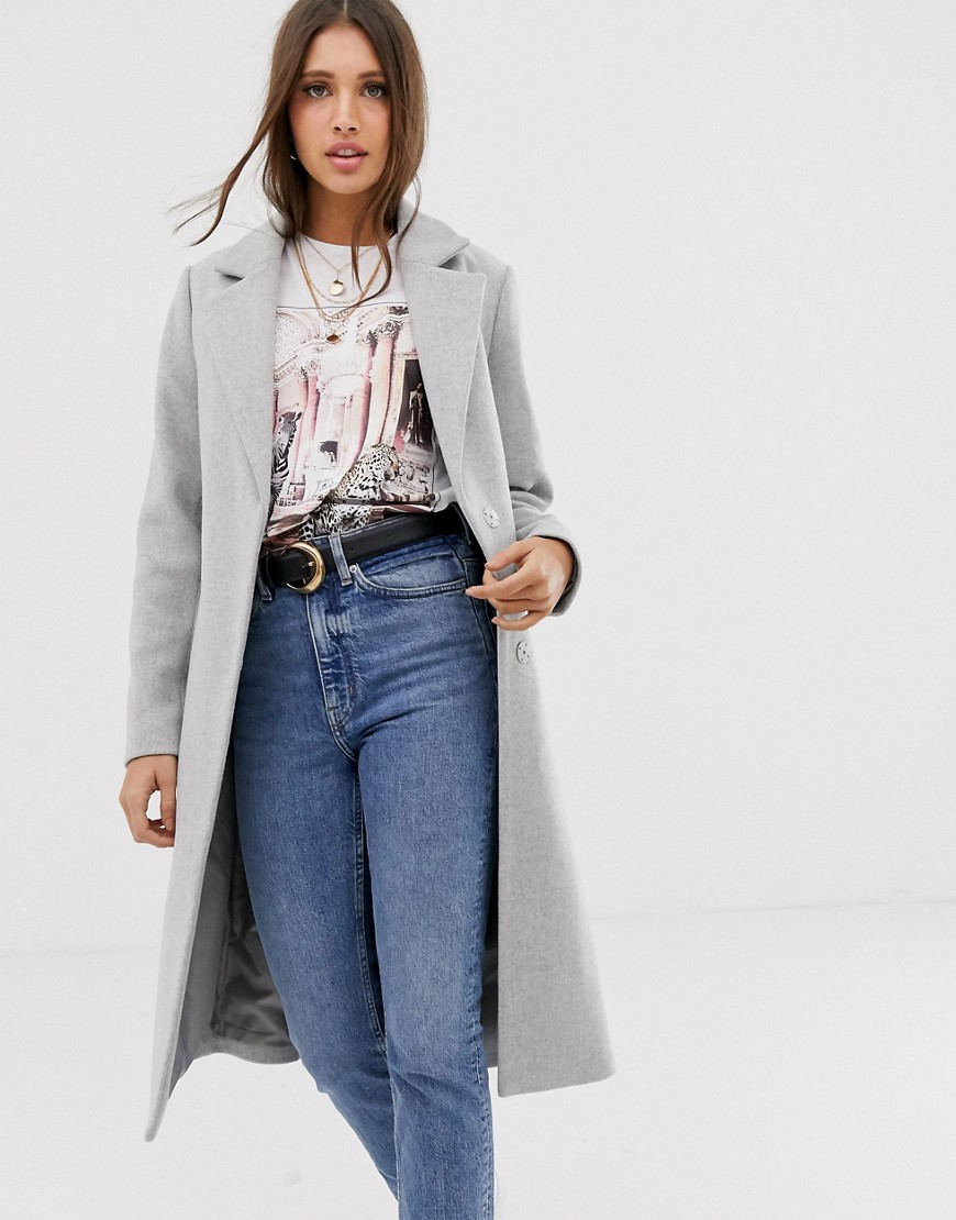 New Look belted tailored coat in light grey