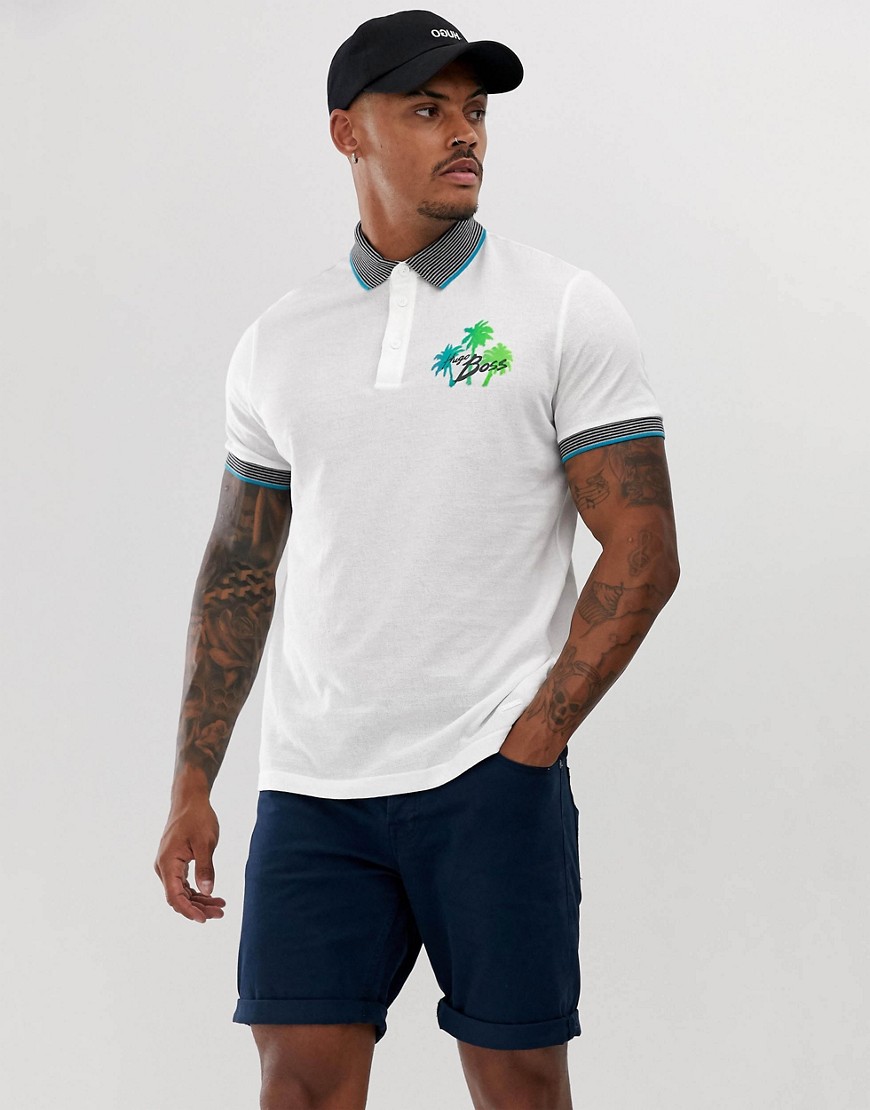 BOSS Pgeorge tipped logo polo in white