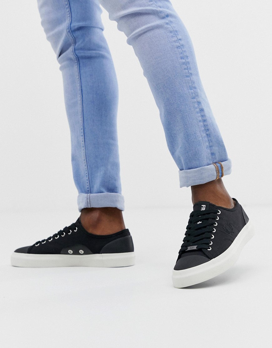 Fred Perry Hughs Low Canvas Sneakers In Black