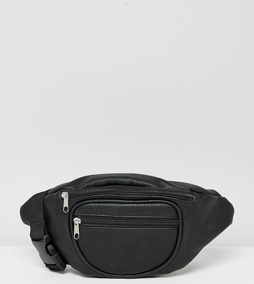 Reclaimed Vintage inspired black bum bag in recycled pu