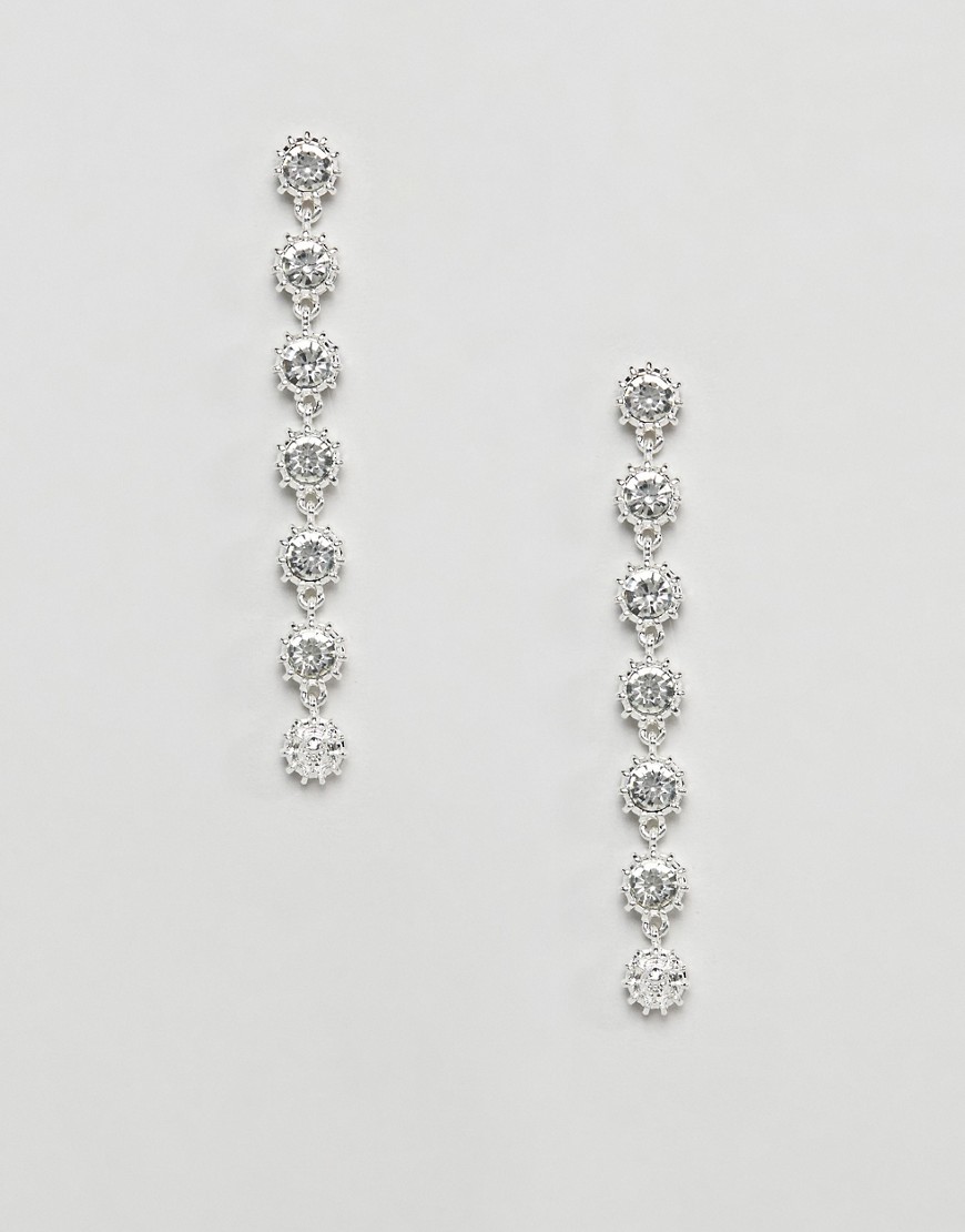 True Decadence Silver Embellished Drop Earrings () - Silver