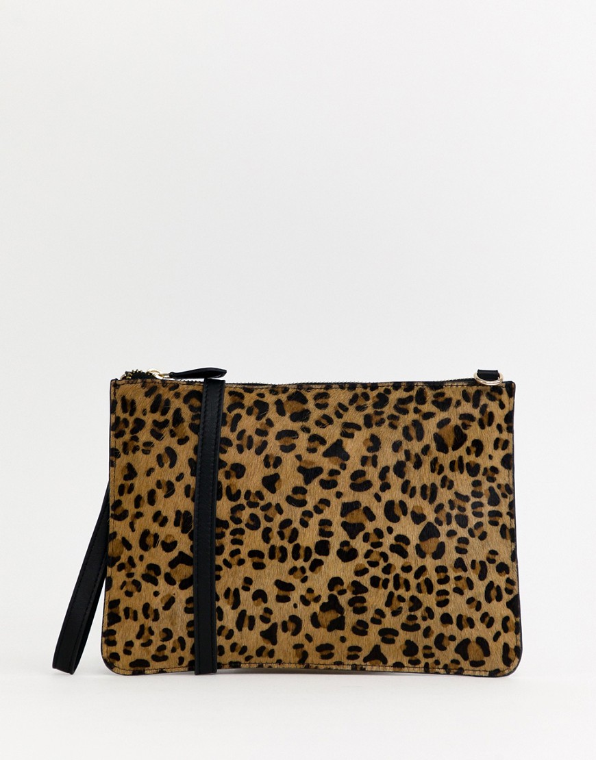 Warehouse leather across body bag in leopard print - Animal