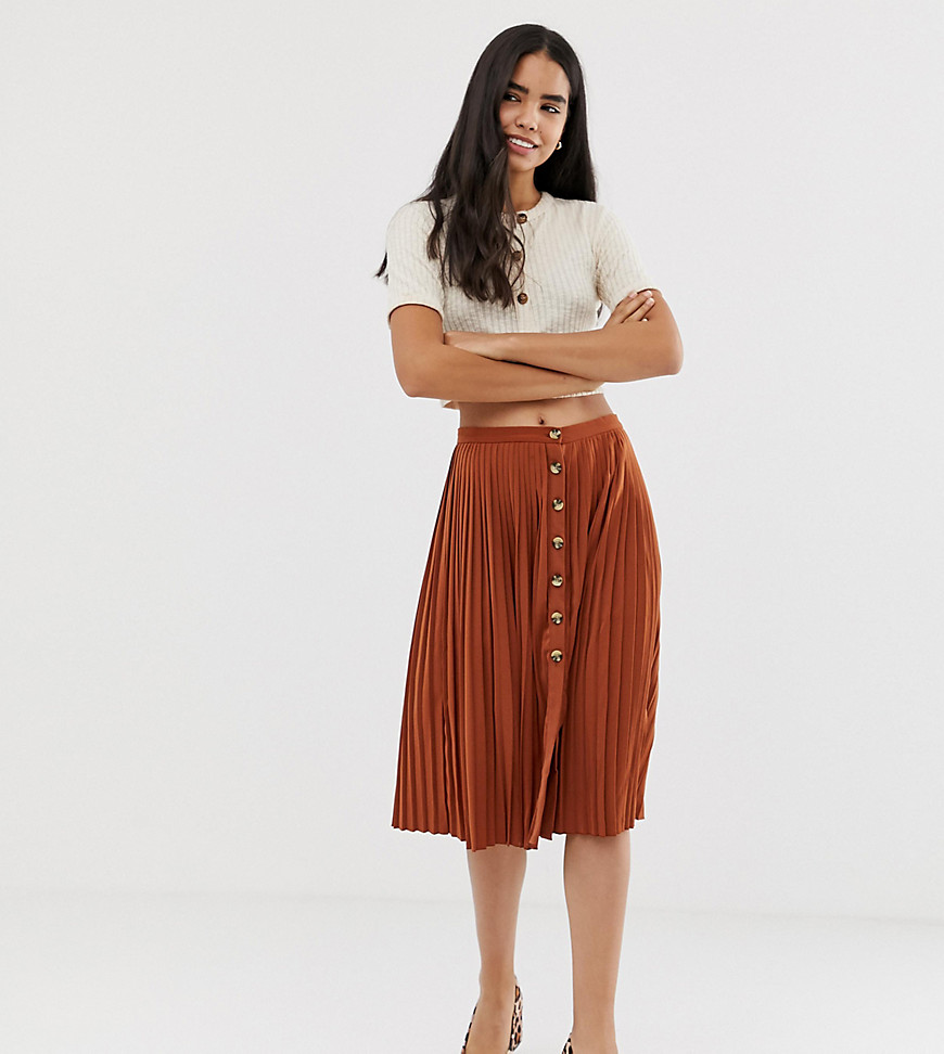 Pimkie midi skirt with button front in rust