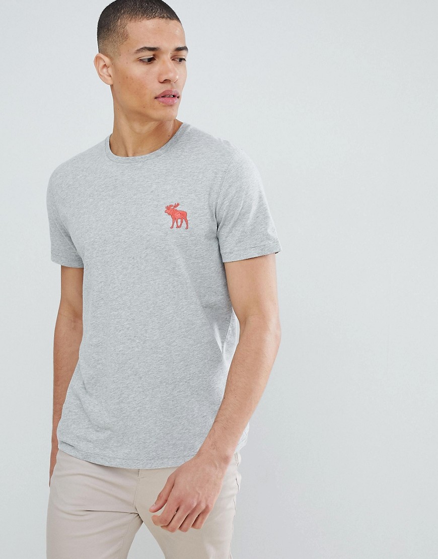 Abercrombie & Fitch large Pop icon crew neck t-shirt in grey