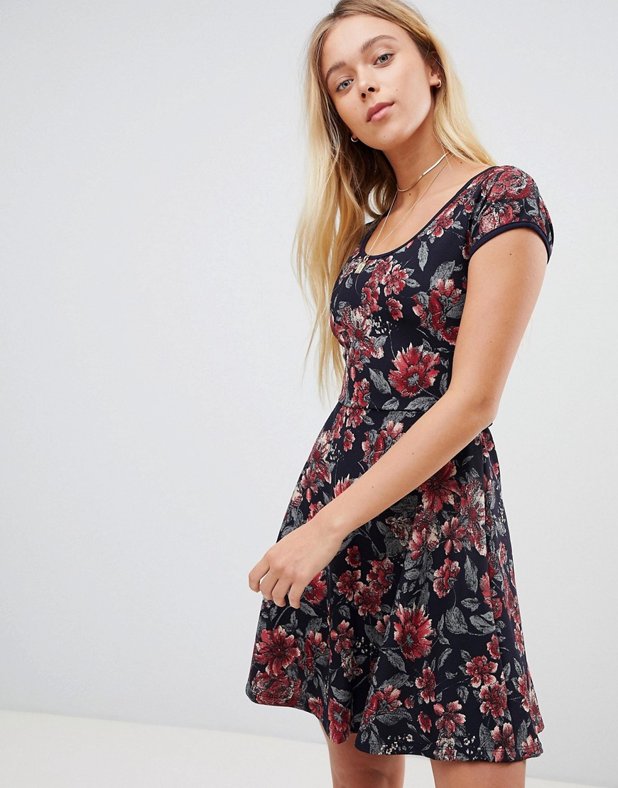 Gilli Floral Skater Dress With Cut Out Back