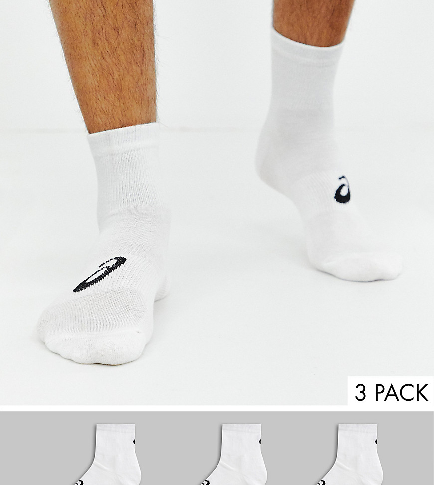 Asics three pack quarter socks in white - White