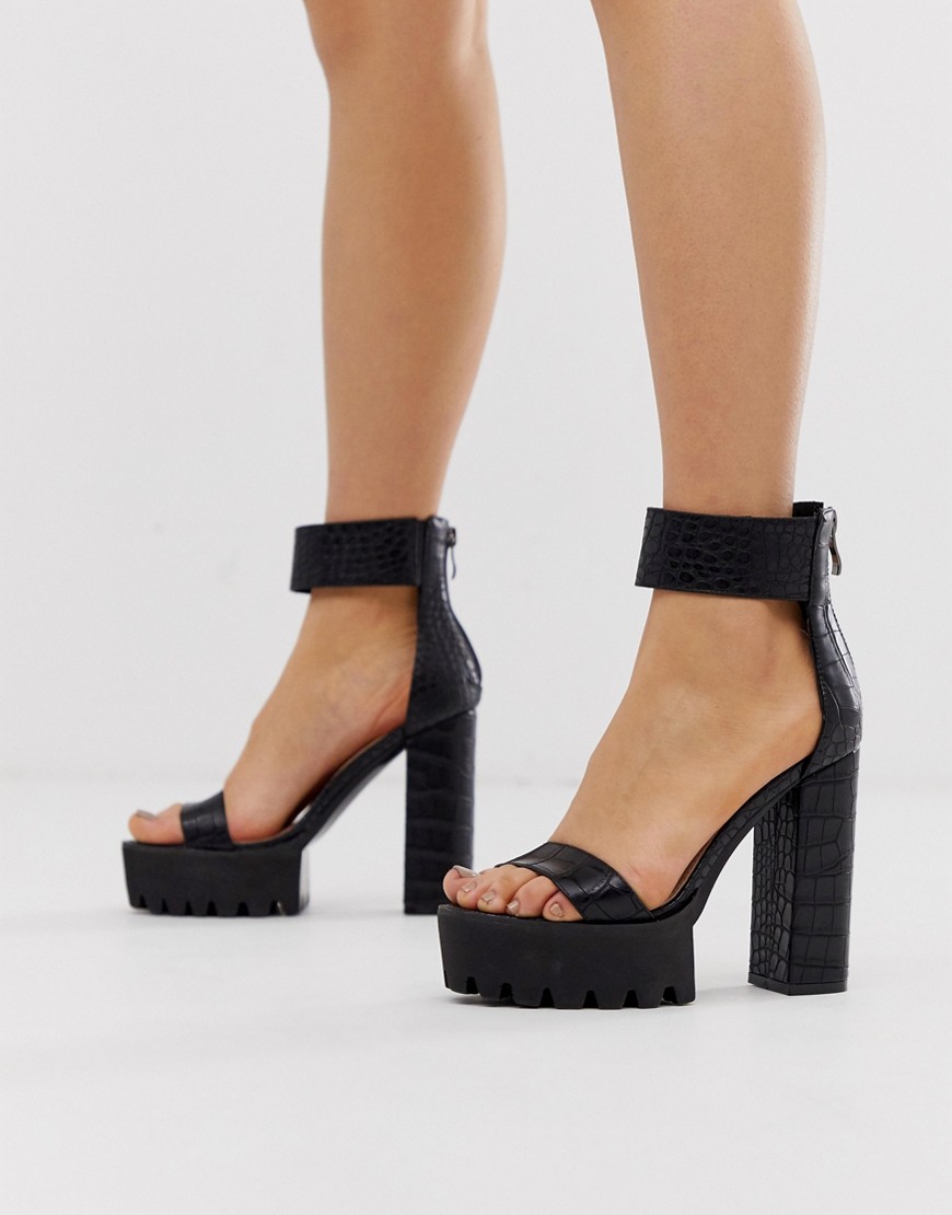 Simmi London Kamaya black chunky heeled sandals