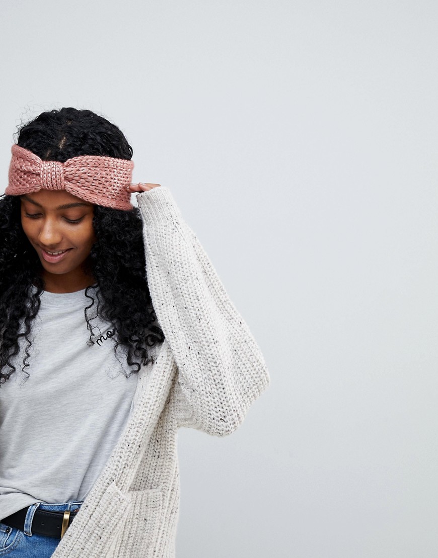 Vincent Pradier Knot Front Knit Headband in Rose