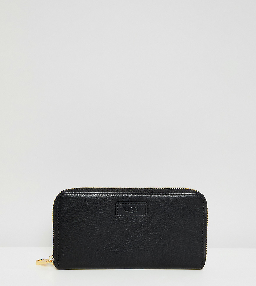 UGG Zip Around Leather Wallet in Black