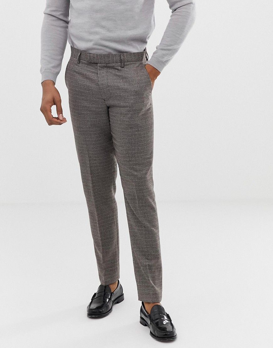 Harry Brown brown micro-check slim fit suit trouser