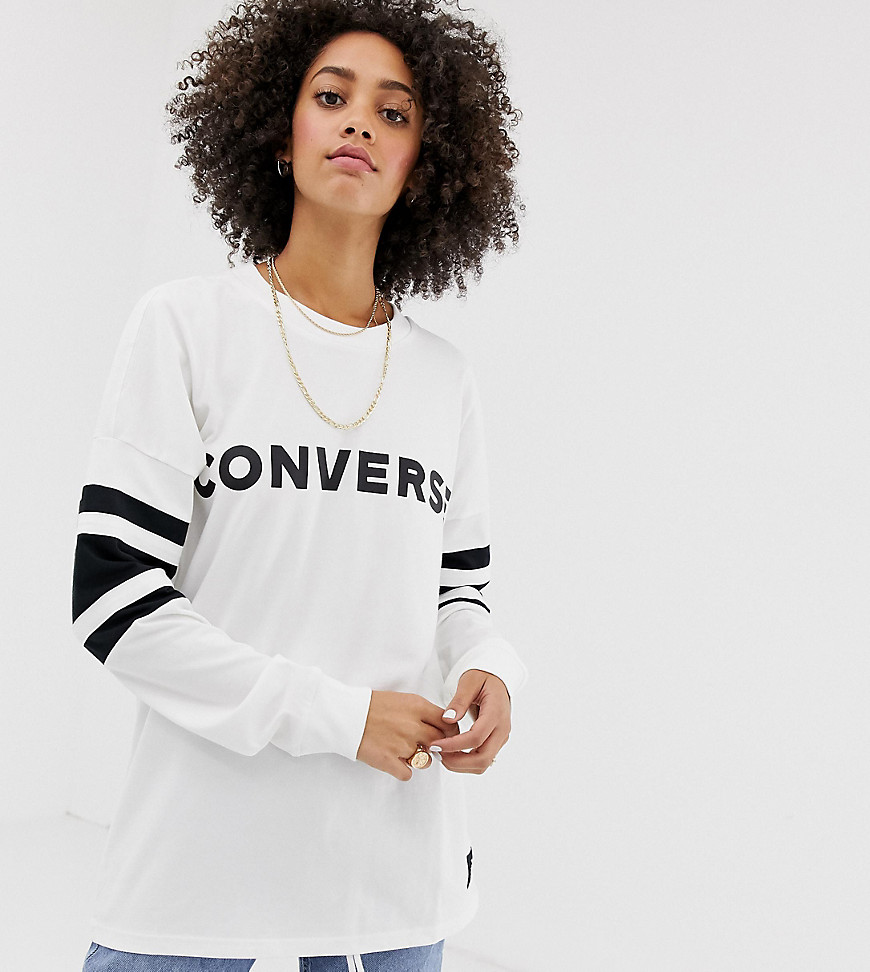 Converse Oversized Football Long Sleeve Top In White