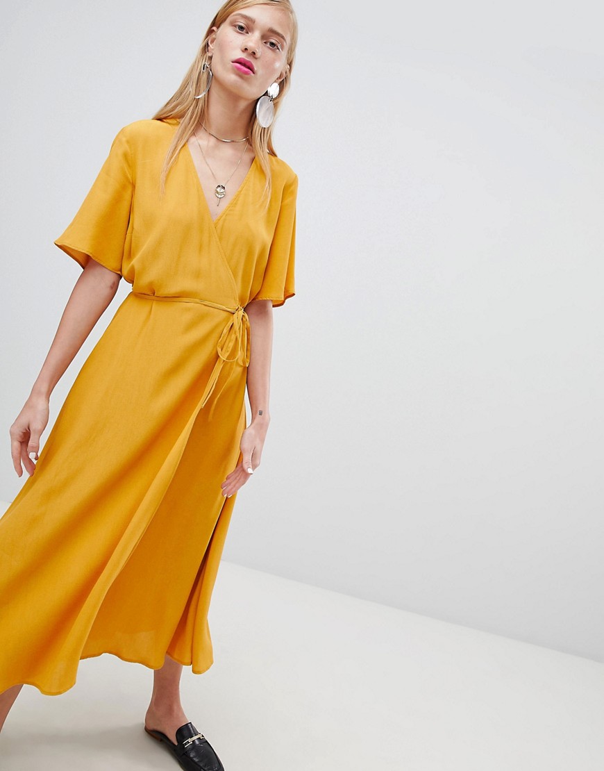 New Look Midi Wrap Dress - Dark yellow
