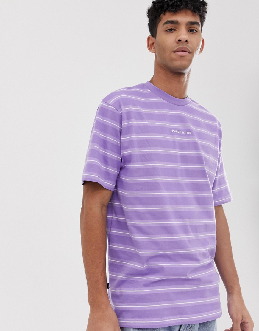SWEET SKTBS 90s Loose striped t-shirt in purple