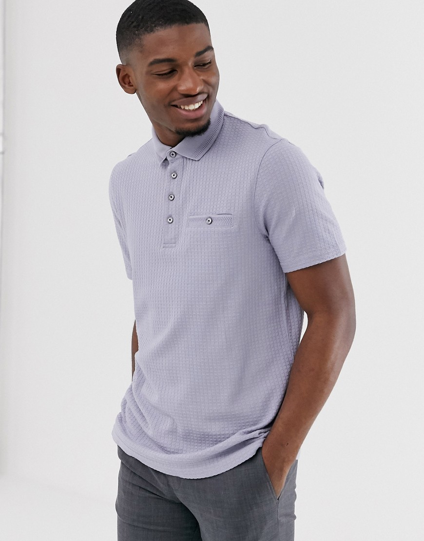 Ted Baker polo shirt in grey with slub texture