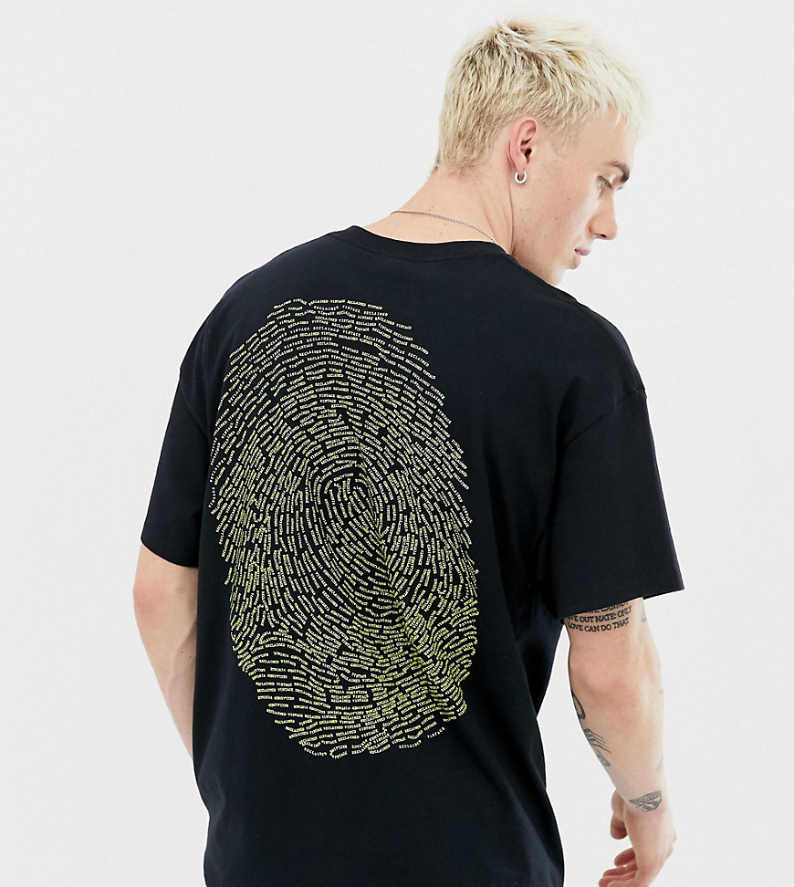Reclaimed Vintage inspired oversized logo t-shirt with fingerprint back print