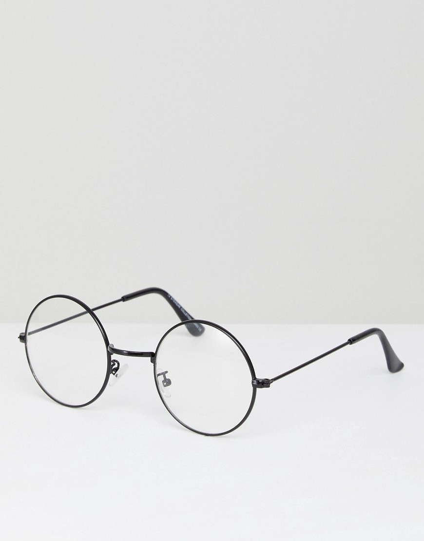 Круглые очки с прозрачными стеклами 7x - Черный 