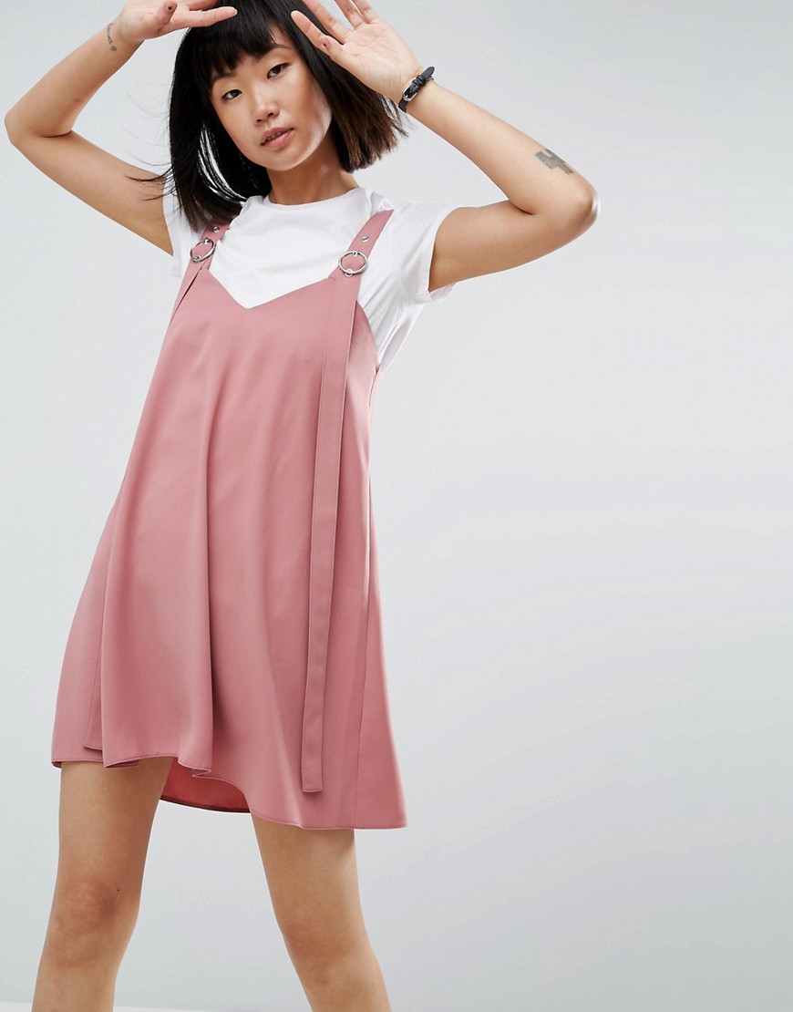 ASOS Buckle Detail Mini Slip Dress - Washed pink