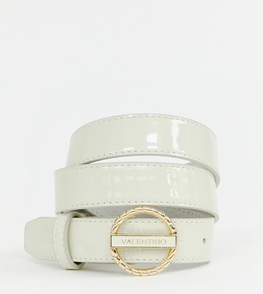 Valentino by Mario Valentino cream & gold buckle detail belt