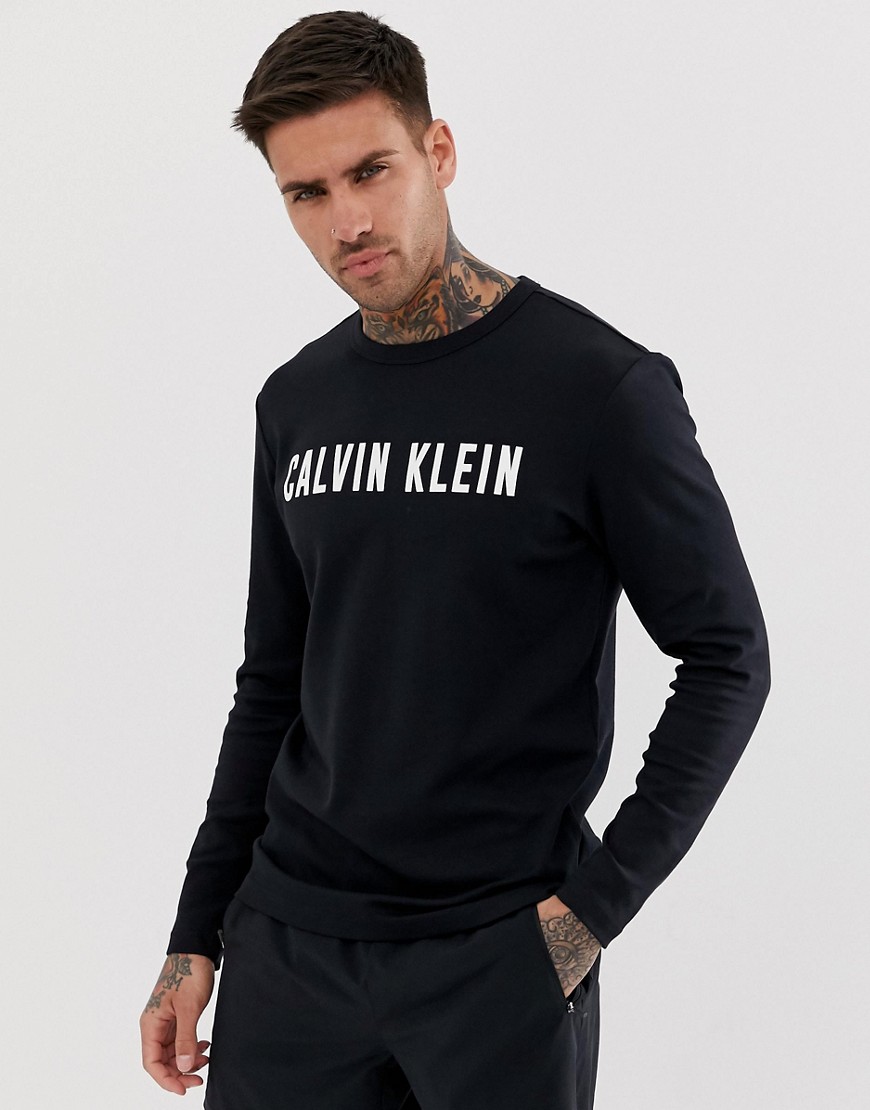 Calvin Klein Performance logo long sleeve t-shirt in black
