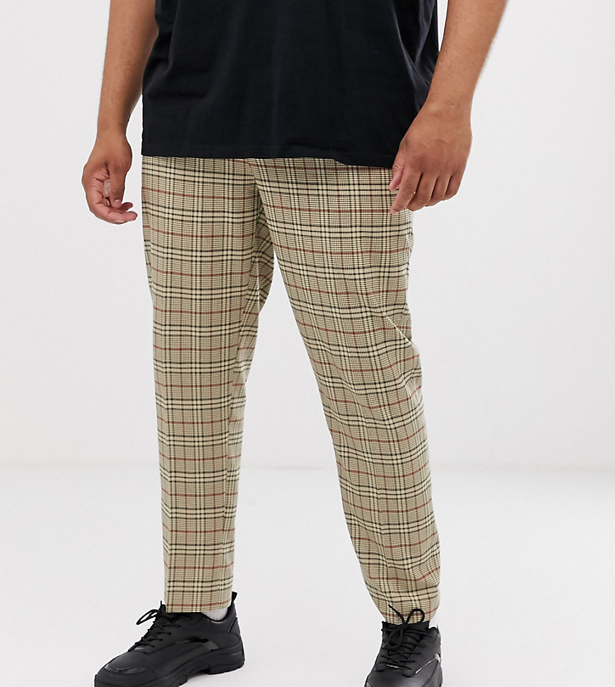 River Island Big & Tall skinny fit trousers in heritage check