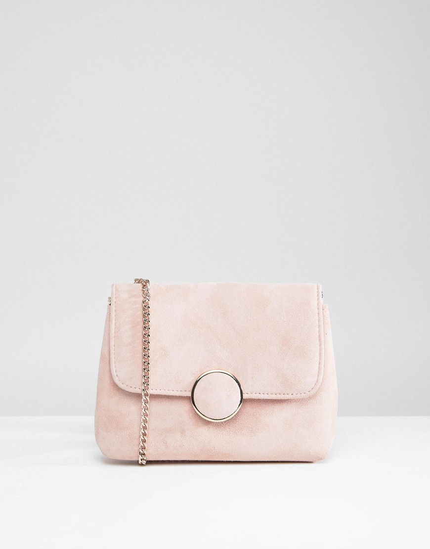 Dune Occasion Suede Cross Body Bag With Chain Strap - Blush suede