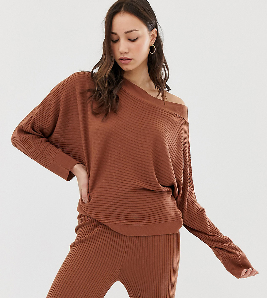 ASOS DESIGN Tall lounge knitted rib off shoulder sweat