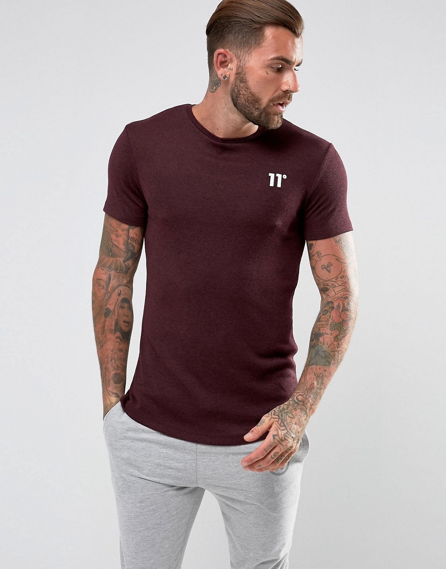 11 Degrees T-Shirt In Burgundy With Fleck - Burgundy