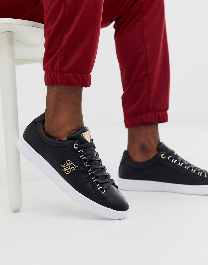SikSilk trainers in black with gold logo