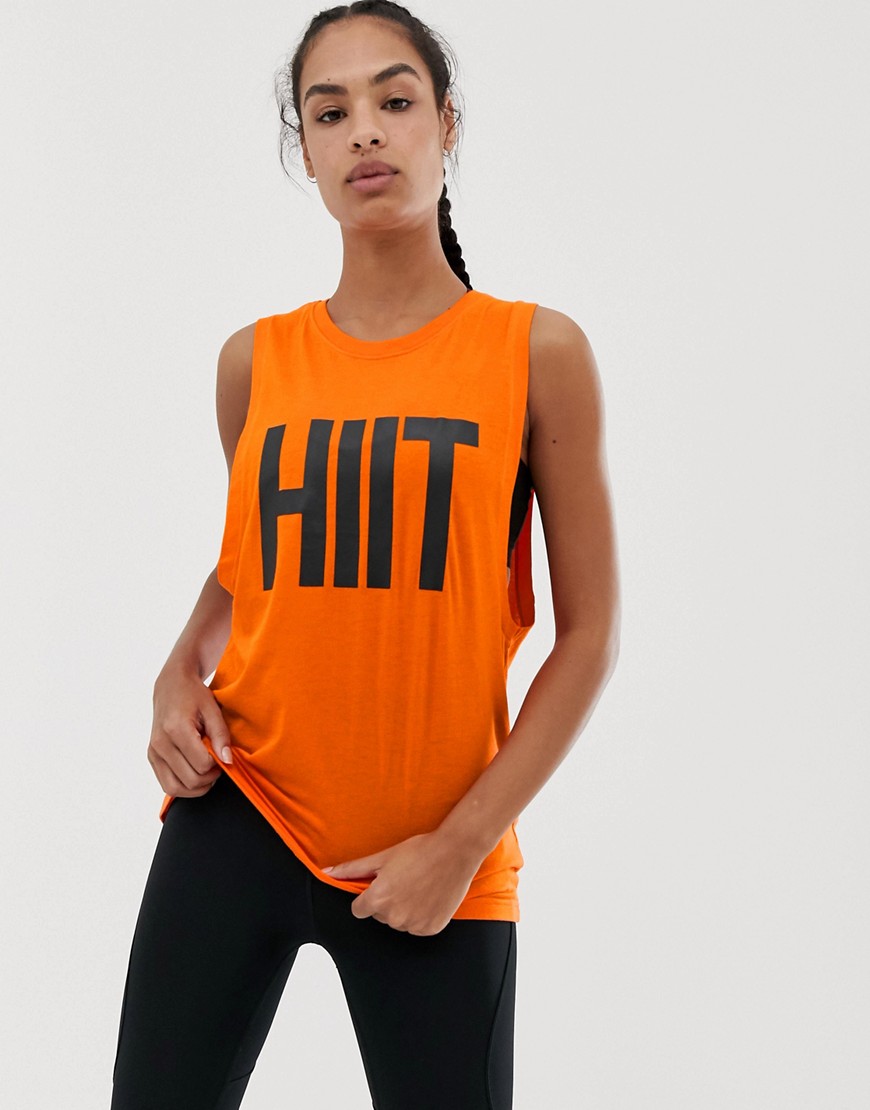 HIIT Logo Muscle Tank In Orange