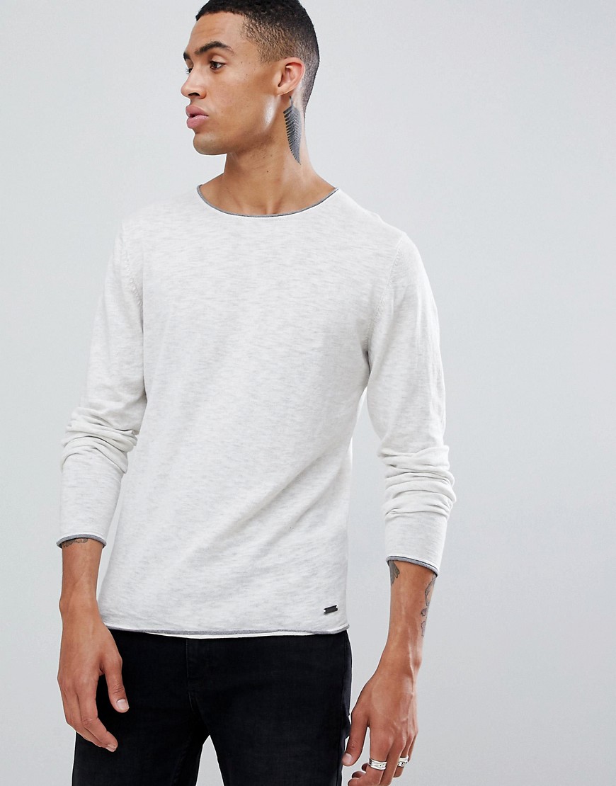 Esprit lightweight jumper with raw edge in oatmeal