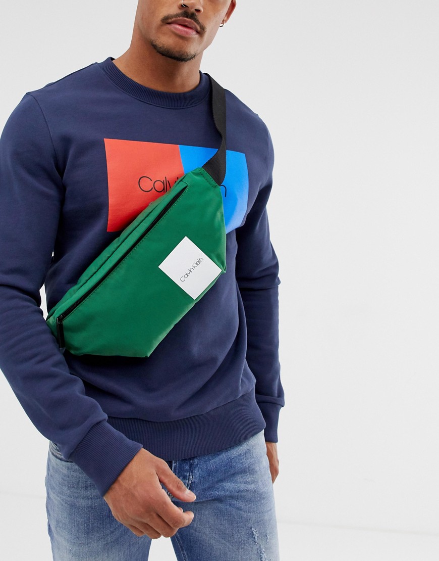 Calvin Klein Item Story logo bum bag in green