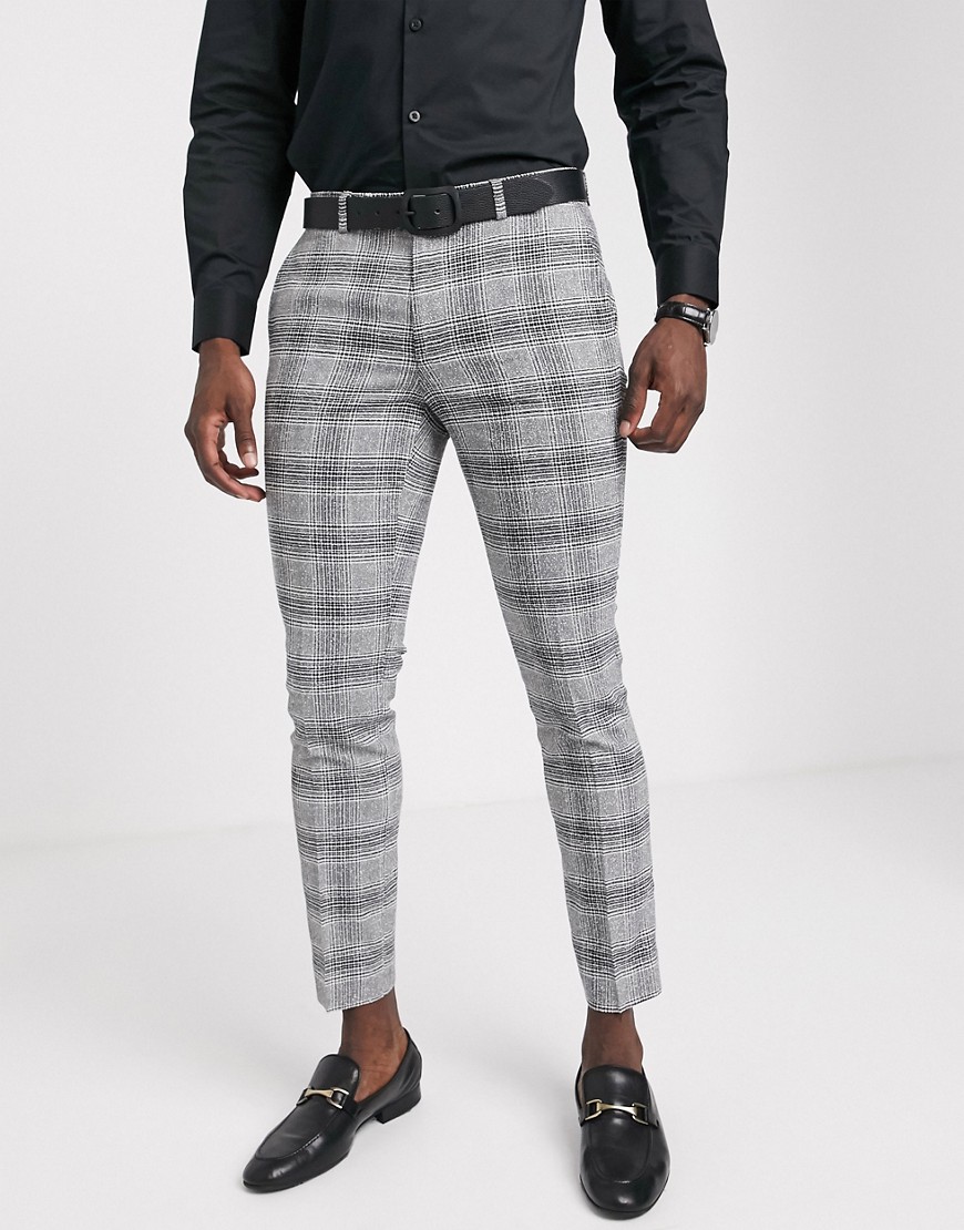 Moss London suit trouser black and white check