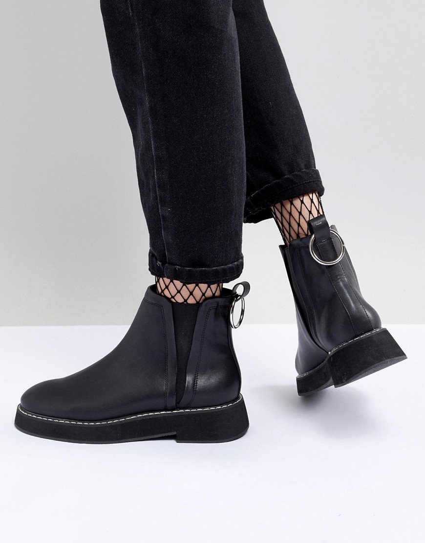black chunky chelsea ankle boots