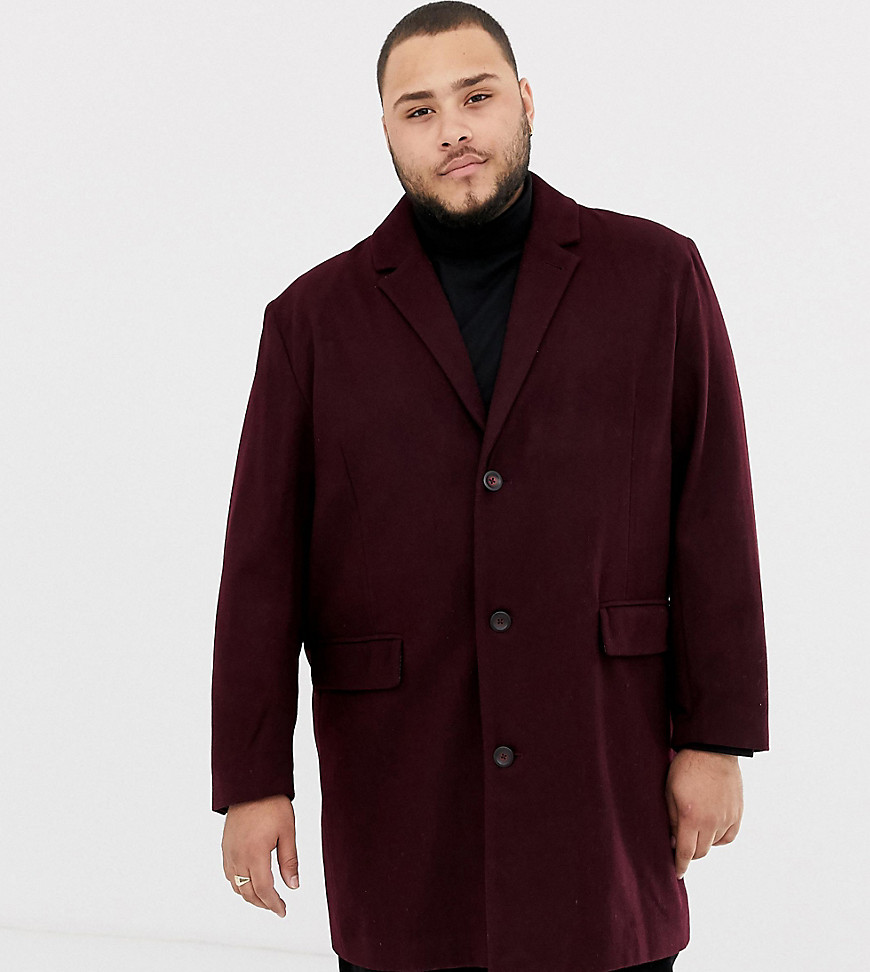 Jacamo wool blend overcoat in burgundy