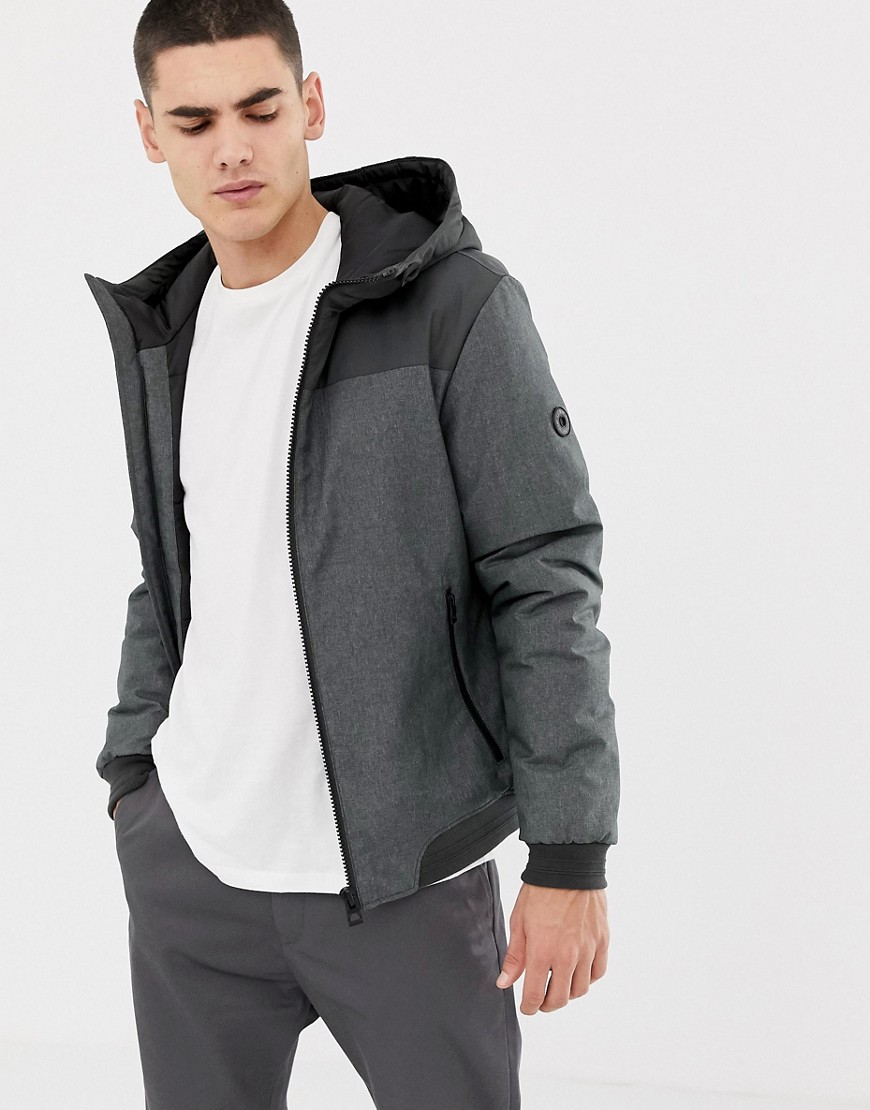 Esprit blouson jacket with hood in grey colour block