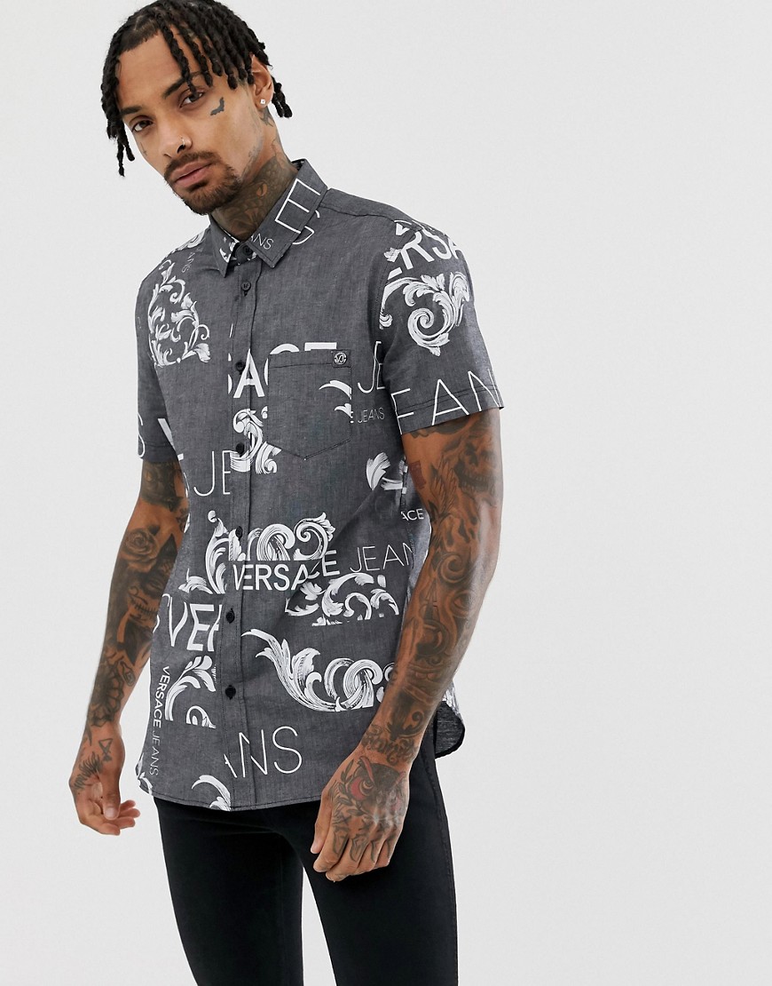 Versace Jeans shirt in grey with all over logo print