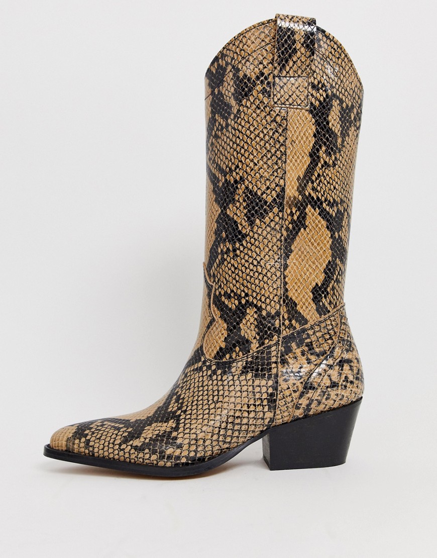 DEPP tall leather western boot in snake
