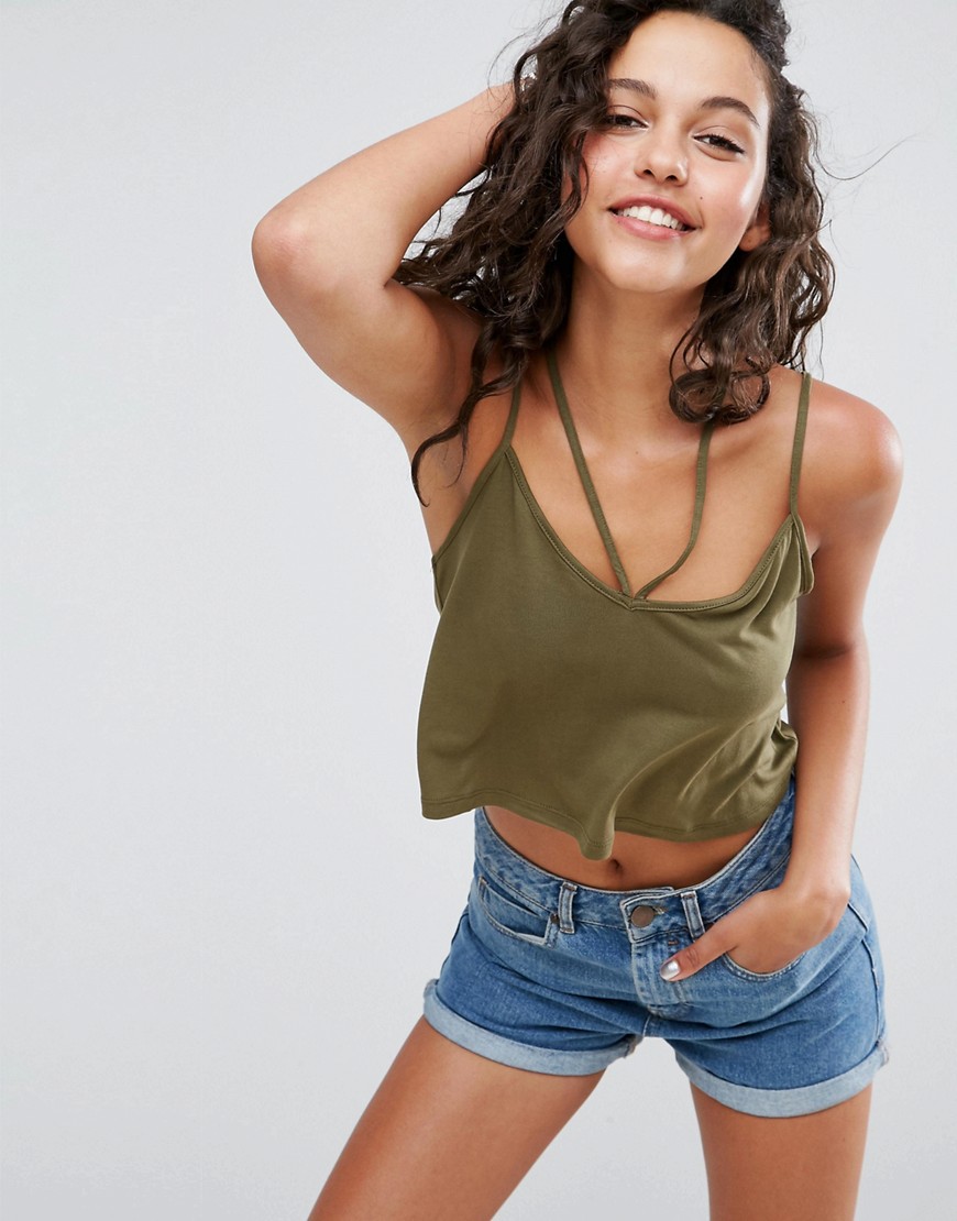 ASOS The Ultimate Crop Cami With Caging Detail - Khaki