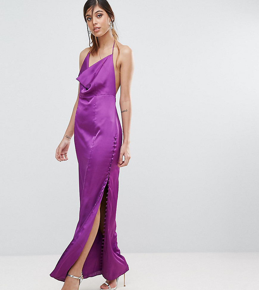 Fame and Partners Straight Gown with Button Detailing