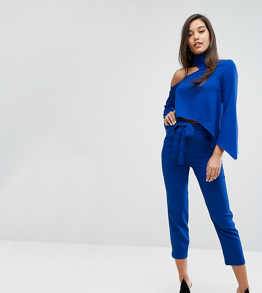 Parallel Lines Smart Trousers With Belt Tie Co-Ord - Cobalt