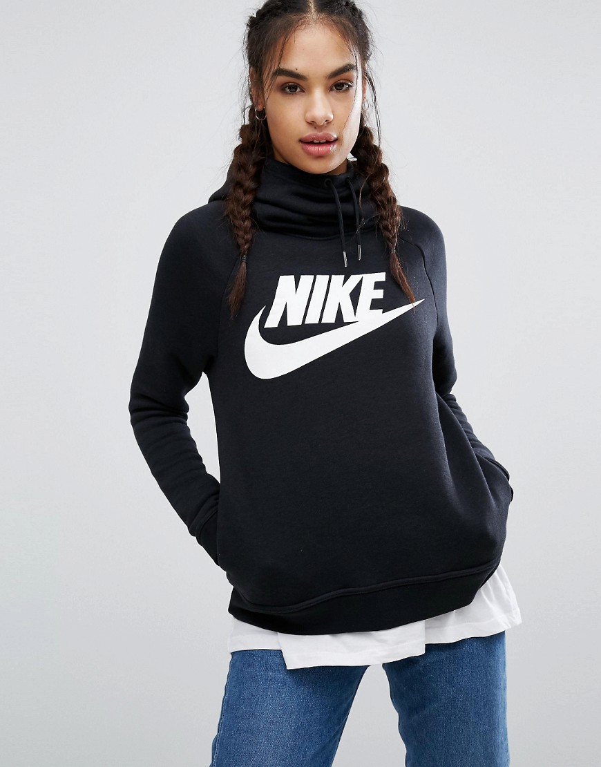 Nike Rally Pullover Hoodie In Black With Large Futura Logo - Black