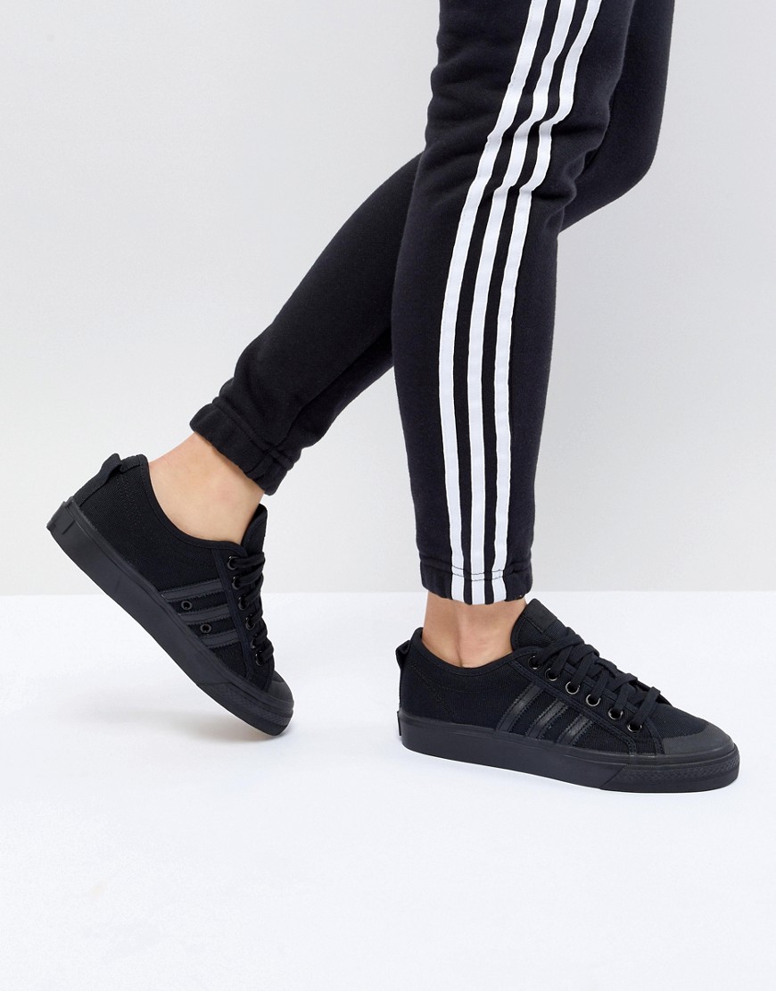 Adidas Originals Nizza Canvas Sneakers In Black - White