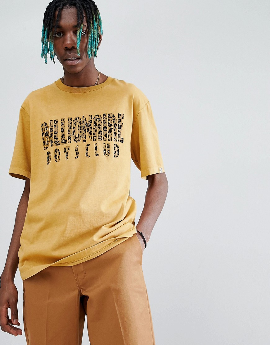 Billionaire Boys Club Leopard Print Arch Logo T-Shirt In Gold - Yellow