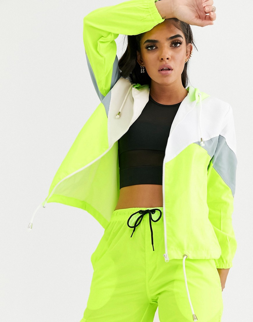 QED London shell jacket in lime co-ord