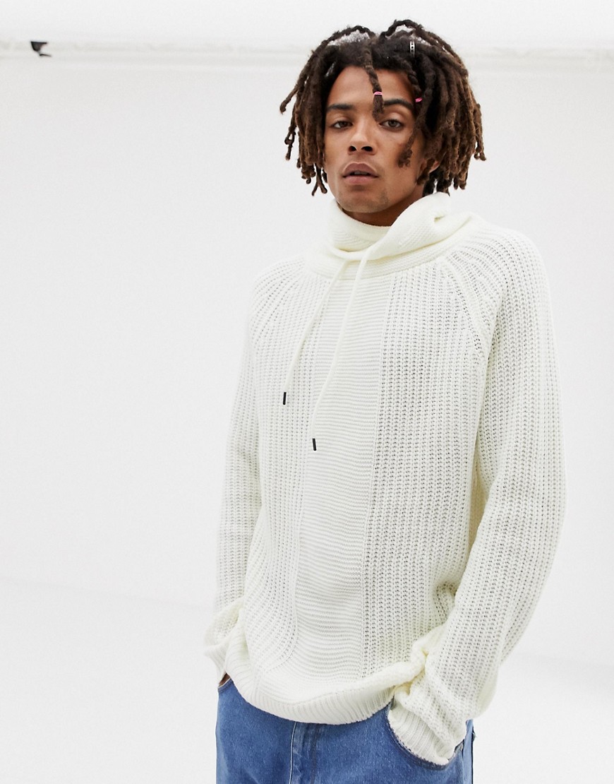 Bershka knitted jumper in white with roll neck