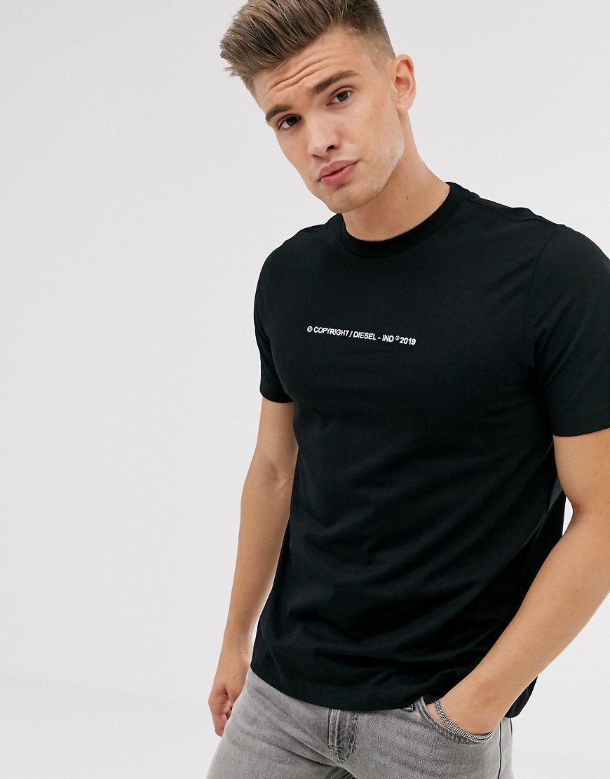 Diesel T-Just embroidered copy text t-shirt in black