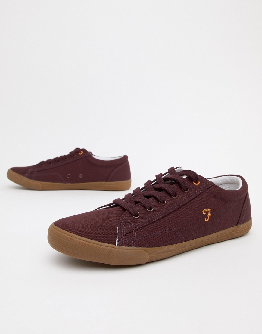 Farah Vintage Brucey Canvas Trainers in Burgundy